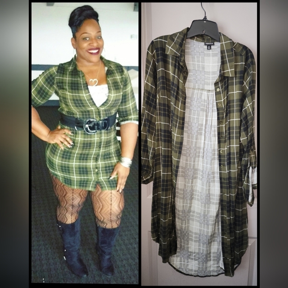 Torrid Curve Dresses & Skirts - Plaid Green Shirt Dress